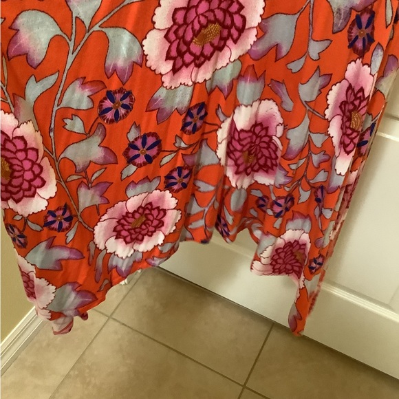 Floral sleeveless summer dress colorful stretchy size 12-14 fits great 🌺 - Picture 8 of 9